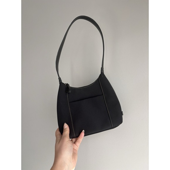 Nine West Nylon Black Y2K Small Shoulder Bag Handbag Purse Zip Closure Pockets - Picture 1 of 7